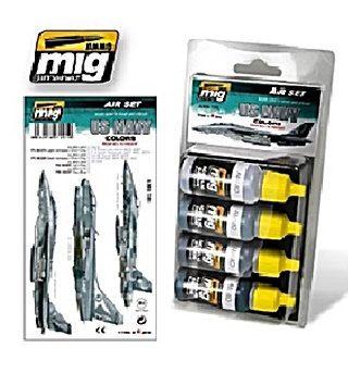 MIG SET AVIONS US NAVY  MODERNES 4 COULEURS 17ml 