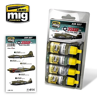 MIG SET AVIONS US AIR FORCE WW2 4 COULEURS 17ml