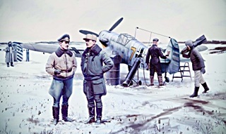 MESSERSCHMITT BF 109F4 + 5 FIGURINES 1/48