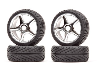 4 ROUES CHROMES BETON POUR BUGGY 1/8
