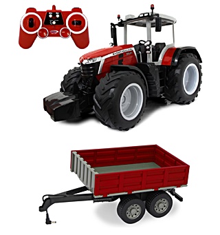 TRACTEUR MASSEY FERGUSON 8S 285 ET REMORQUE RC 1/16