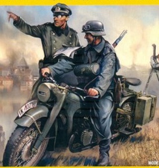 ALLEMAGNE MOTO R12 AVEC PILOTE ET OFFICIER WW2 1/35